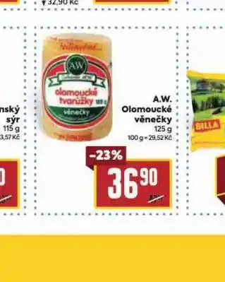 Billa A.w. olomoucké tvarůžky věnečky nabídka