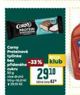 Billa Corny proteinová tyčinka bez přidaného cukru nabídka