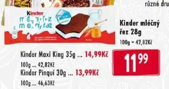 Qanto Kinder mléčný řez 28g nabídka
