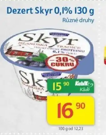 Kubík potraviny Dezert Skyr 0,1% 130 g nabídka