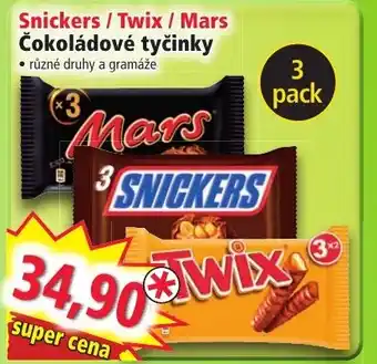 Norma Snickers / Twix / Mars Čokoládové tyčinky nabídka