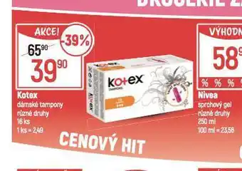 Globus Kotex tampony nabídka