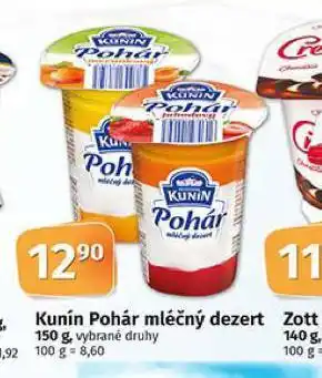 Coop Kunín pohár mléčný dezert nabídka