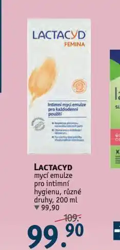 Rossmann Lactacyd intimní mycí emulze nabídka
