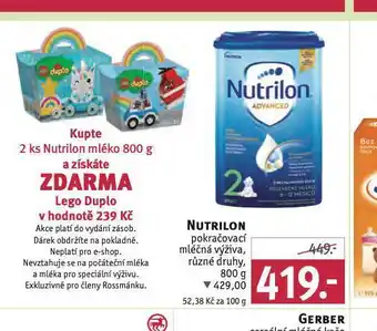 Rossmann Nutrilon pokračovací mléčná výživa nabídka