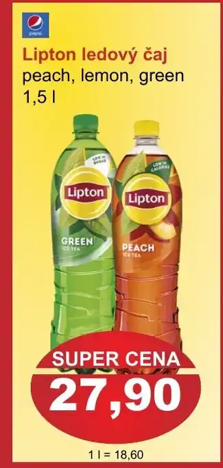 PLUS JIP Lipton ledový čaj peach, lemon, green 1.5L nabídka