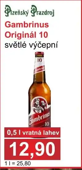 PLUS JIP Gambrinus Originál 10 světlé výčepní 0.5L nabídka