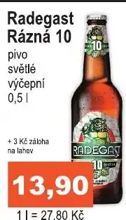 COOP DISKONT Radegast Rázná 10 0.5L nabídka