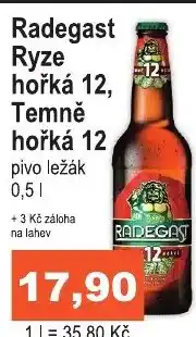 COOP DISKONT Radegast Ryze hořká 12, Temně hořká 12 0.5L nabídka