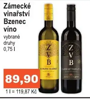 COOP DISKONT Zámecké vinařství Bzenec víno 0.75L nabídka