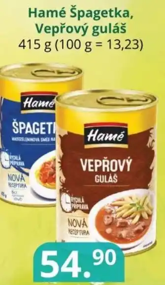 Potraviny CZ Hamé Špagetka, Vepřový guláš nabídka