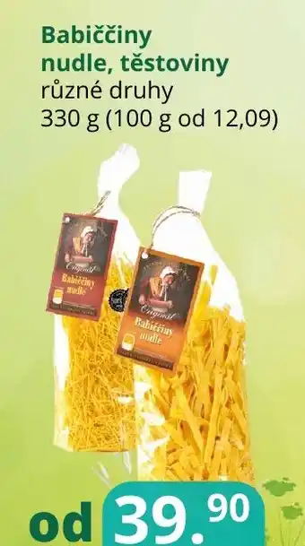 Potraviny CZ Babiččiny nudle, těstoviny nabídka