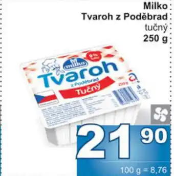 Jip Milko Tvaroh z Poděbrad Tučný 250 g nabídka