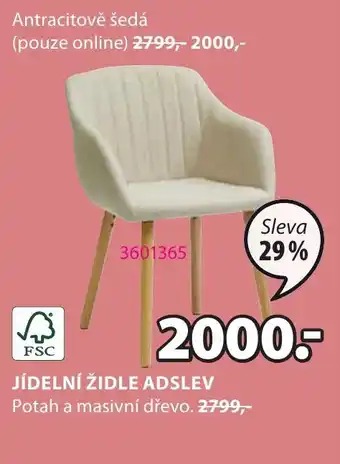 JYSK JÍDELNÍ ŽIDLE ADSLEV nabídka