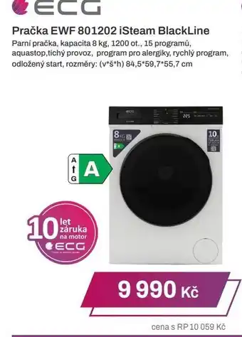 ECG Pračka EWF 801202 iSteam BlackLine