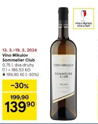 Tesco Víno Mikulov Sommelier Club 0.75 l. nabídka
