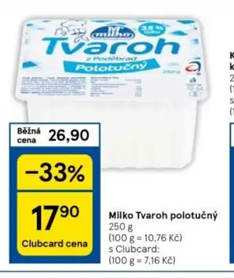 Tesco Milko Tvaroh polotučný 250 g nabídka