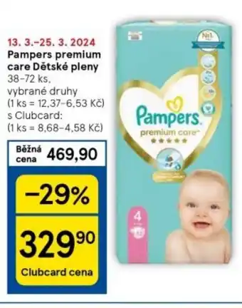 Tesco Pampers premium care Dětské pleny nabídka