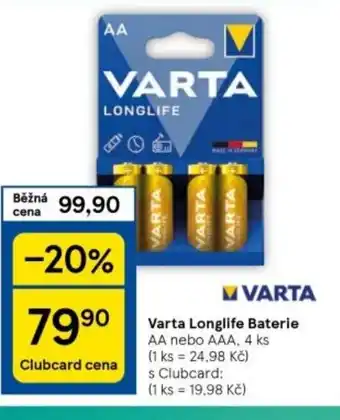 Tesco Varta Longlife Baterie nabídka