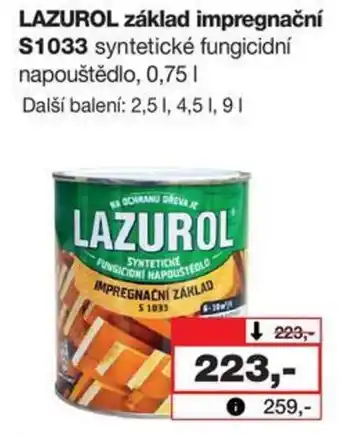 Barvy a laky drogerie LAZUROL základ impregnační S1033 nabídka