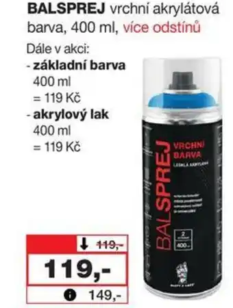 Barvy a laky drogerie BALSPREJ vrchní akrylátová barva, 400 ml nabídka