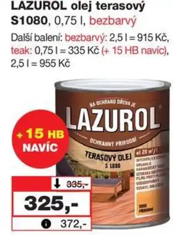 Barvy a laky drogerie LAZUROL olej terasový S1080 nabídka