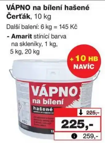 Barvy a laky drogerie VÁPNO na bílení hašené Čerťák, 10 kg nabídka