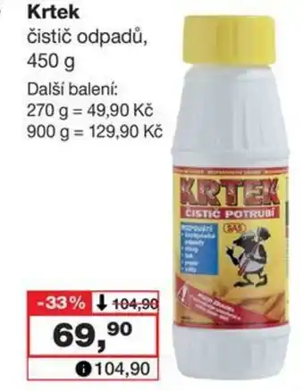 Barvy a laky drogerie Krtek čistič odpadů, 450 g nabídka