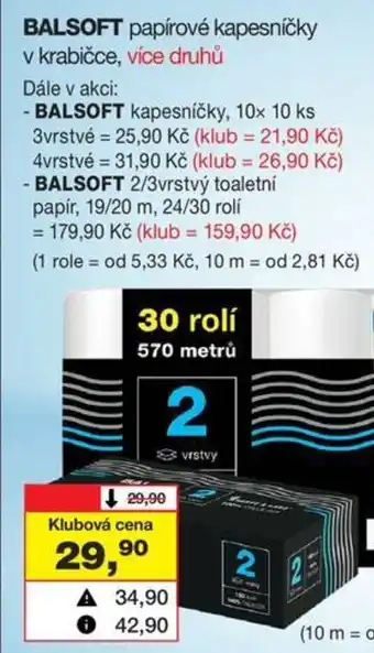 Barvy a laky drogerie BALSOFT papírové kapesníčky nabídka