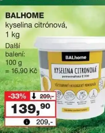 BALHOME kyselina citrónová, 1 kg