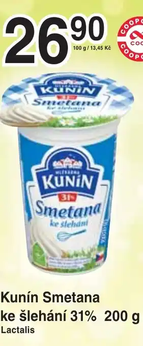 Coop hb Kunín Smetana ke šlehání 31% 200 g nabídka