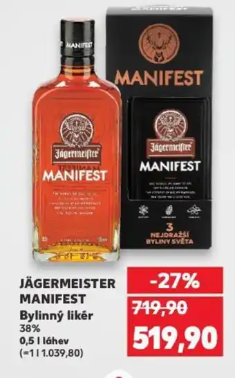 Kaufland JÄGERMEISTER MANIFEST Bylinný likér nabídka