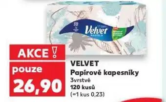 Kaufland VELVET Papírové kapesníky nabídka