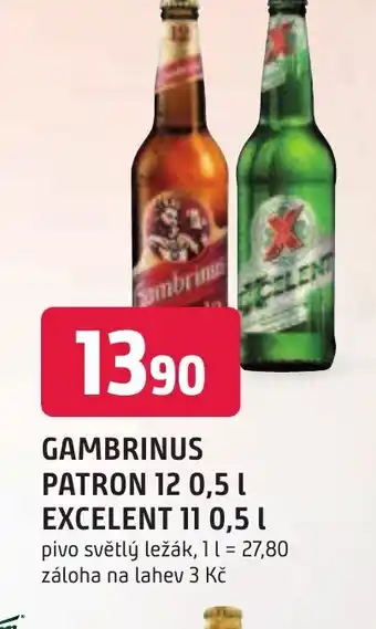 Trefa GAMBRINUS PATRON 12 0,5 l EXCELENT 11 0,5 l nabídka