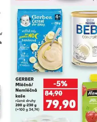 Kaufland Gerber mléčná / nemléčná kaše nabídka