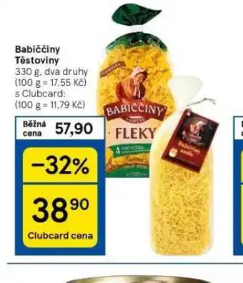 Tesco Babiččiny těstoviny nabídka