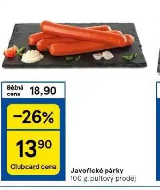 Tesco Javořické párky nabídka