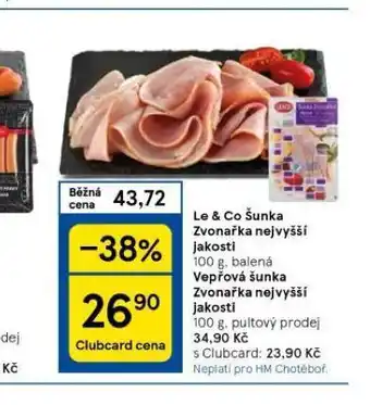 Tesco Le & co šunka zvonařka nejvyšší jakosti nabídka