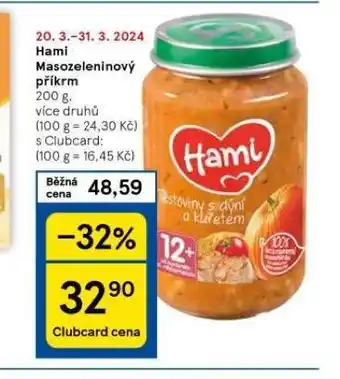 Tesco Hami masozeleninový příkrm nabídka