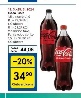 Tesco Coca cola, fanta, sprite nabídka