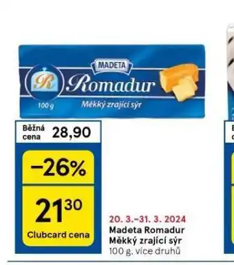 Tesco Madeta romadur měkký zrající sýr nabídka