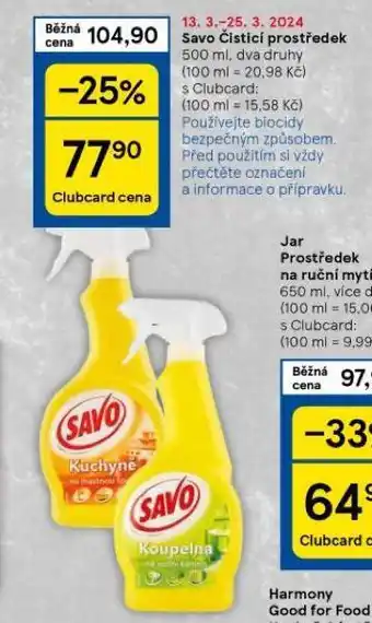 Tesco Savo čistící prostředek nabídka