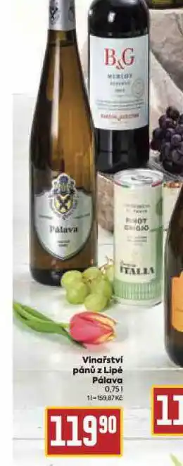 Billa Vinařství pánů z lipé pálava nabídka