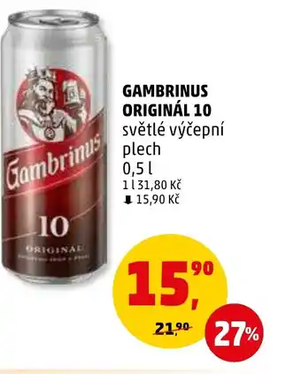 Penny Market GAMBRINUS ORIGINÁL 10 0.5L nabídka