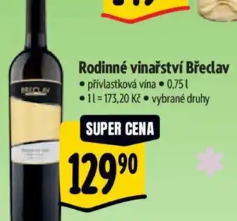 Albert Rodinné vinařství Břeclav 0.75L nabídka