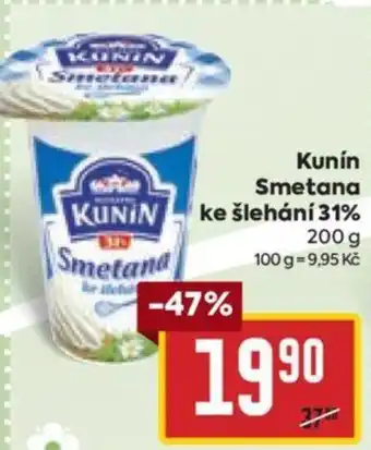 Billa Kunín Smetana ke šlehání 31% nabídka