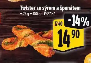 Albert Twister se sýrem a špenátem nabídka