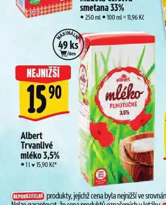 Albert Trvanlivé mléko nabídka