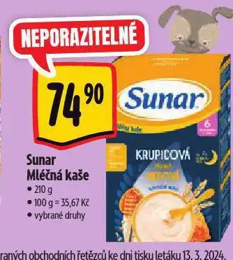 Albert Sunar mléčná kaše nabídka