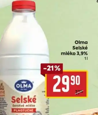 Billa Olma Selské mléko 3,9% 1L nabídka